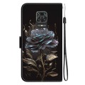 For Xiaomi Redmi Note 9 Pro / 9S Crystal Texture Colored Drawing Leather Phone Case(Black Rose)