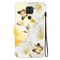 For Xiaomi Redmi Note 9 Crystal Texture Colored Drawing Leather Phone Case(Gold Butterfly Epiphyllum