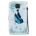 For Xiaomi Redmi Note 9 Crystal Texture Colored Drawing Leather Phone Case(Blue Pansies)