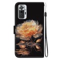 For Xiaomi Redmi Note 10 Lite Crystal Texture Colored Drawing Leather Phone Case(Gold Peony)