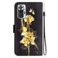 For Xiaomi Redmi Note 10 Lite Crystal Texture Colored Drawing Leather Phone Case(Gold Butterfly Rose