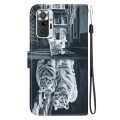 For Xiaomi Redmi Note 10 Lite Crystal Texture Colored Drawing Leather Phone Case(Cat Tiger Reflectio