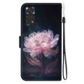 For Xiaomi Redmi Note 11 Global Crystal Texture Colored Drawing Leather Phone Case(Purple Peony)