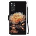 For Xiaomi Redmi Note 11 Global Crystal Texture Colored Drawing Leather Phone Case(Gold Peony)