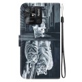 For Xiaomi Redmi 10C Crystal Texture Colored Drawing Leather Phone Case(Cat Tiger Reflection)