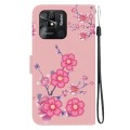 For Xiaomi Redmi 10C Crystal Texture Colored Drawing Leather Phone Case(Cherry Blossoms)