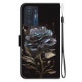 For Xiaomi 11T / 11T Pro Crystal Texture Colored Drawing Leather Phone Case(Black Rose)