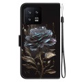 For Xiaomi 13 5G Crystal Texture Colored Drawing Leather Phone Case(Black Rose)