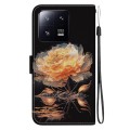 For Xiaomi 13 Pro 5G Crystal Texture Colored Drawing Leather Phone Case(Gold Peony)