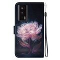 For Xiaomi Poco F5 Pro Crystal Texture Colored Drawing Leather Phone Case(Purple Peony)