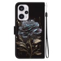 For Xiaomi Poco F5 / Redmi Note 12 Turbo Crystal Texture Colored Drawing Leather Phone Case(Black Ro