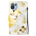 For Xiaomi Mi 11 Lite Crystal Texture Colored Drawing Leather Phone Case(Gold Butterfly Epiphyllum)