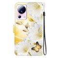 For Xiaomi 13 Lite / Civi 2 Crystal Texture Colored Drawing Leather Phone Case(Gold Butterfly Epiphy