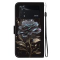 For Xiaomi Poco M4 Pro Crystal Texture Colored Drawing Leather Phone Case(Black Rose)