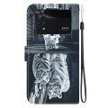For Xiaomi Poco M4 Pro Crystal Texture Colored Drawing Leather Phone Case(Cat Tiger Reflection)