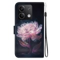 For Xiaomi Redmi Note 13 5G Crystal Texture Colored Drawing Leather Phone Case(Purple Peony)