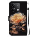 For Xiaomi Redmi Note 13 5G Crystal Texture Colored Drawing Leather Phone Case(Gold Peony)