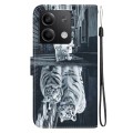 For Xiaomi Redmi Note 13 5G Crystal Texture Colored Drawing Leather Phone Case(Cat Tiger Reflection)