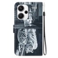For Xiaomi Redmi Note 13 Pro+ 5G Crystal Texture Colored Drawing Leather Phone Case(Cat Tiger Reflec
