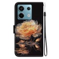 For Xiaomi Redmi Note 13 Pro 5G Crystal Texture Colored Drawing Leather Phone Case(Gold Peony)
