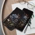 For Xiaomi Redmi Note 13 4G Global Crystal Texture Colored Drawing Leather Phone Case(Black Rose)