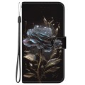 For Xiaomi Redmi Note 13 4G Global Crystal Texture Colored Drawing Leather Phone Case(Black Rose)