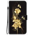 For Xiaomi Redmi Note 13R Pro Crystal Texture Colored Drawing Leather Phone Case(Gold Butterfly Rose