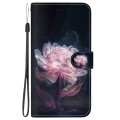 For OPPO Reno11 F Global Crystal Texture Colored Drawing Leather Phone Case(Purple Peony)