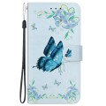 For OPPO Reno11 F Global Crystal Texture Colored Drawing Leather Phone Case(Blue Pansies)