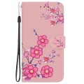 For Realme 12 Pro+ Global Crystal Texture Colored Drawing Leather Phone Case(Cherry Blossoms)