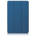 For Samsung Galaxy Tab A9+ Acrylic 3-folding Solid Color Smart Leather Tablet Case(Blue)