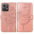 For Motorola Moto G84 Embossed Butterfly Leather Phone Case(Rose Gold)