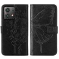 For Motorola Moto G84 Embossed Butterfly Leather Phone Case(Black)