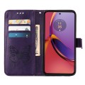 For Motorola Moto G84 Embossed Butterfly Leather Phone Case(Dark Purple)