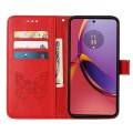 For Motorola Moto G84 Embossed Butterfly Leather Phone Case(Red)