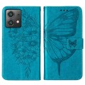 For Motorola Moto G84 Embossed Butterfly Leather Phone Case(Blue)