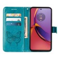 For Motorola Moto G84 Embossed Butterfly Leather Phone Case(Blue)