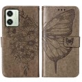 For Motorola Moto G54 Embossed Butterfly Leather Phone Case(Grey)