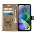 For Motorola Moto G54 Embossed Butterfly Leather Phone Case(Grey)