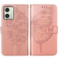 For Motorola Moto G54 Embossed Butterfly Leather Phone Case(Rose Gold)