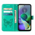 For Motorola Moto G54 Embossed Butterfly Leather Phone Case(Green)