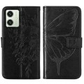 For Motorola Moto G54 Embossed Butterfly Leather Phone Case(Black)