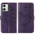 For Motorola Moto G54 Embossed Butterfly Leather Phone Case(Dark Purple)
