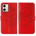 For Motorola Moto G54 Embossed Butterfly Leather Phone Case(Red)