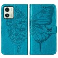 For Motorola Moto G54 Embossed Butterfly Leather Phone Case(Blue)