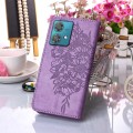 For Motorola Edge 40 Neo Embossed Butterfly Leather Phone Case(Purple)