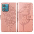 For Motorola Edge 40 Neo Embossed Butterfly Leather Phone Case(Rose Gold)