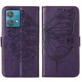 For Motorola Edge 40 Neo Embossed Butterfly Leather Phone Case(Dark Purple)