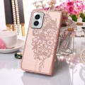 For Motorola Moto G Play 4G 2024 Embossed Butterfly Leather Phone Case(Rose Gold)