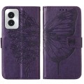 For Motorola Moto G Power 5G 2024 Embossed Butterfly Leather Phone Case(Dark Purple)
